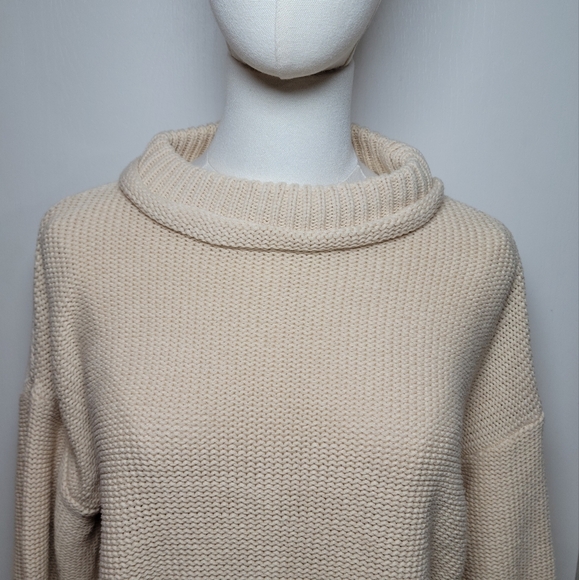 Love Olive Co Cream Cable Knit Cowl Neck Sweater Cotton Blend Size Small - Picture 4 of 12